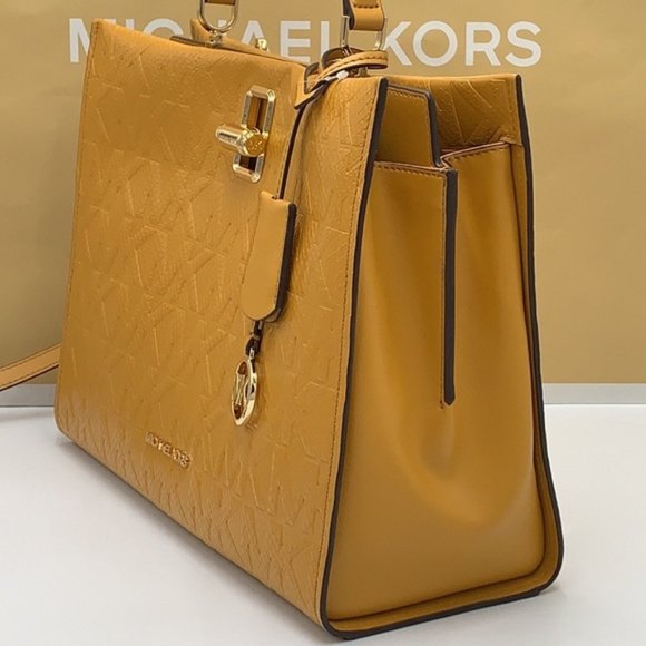 Michael Kors Penelope Large Top Handle Satchel Marigold Color - Picture 6 of 16